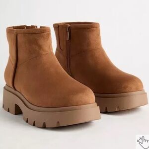 torrid Suede-Look Chunky Ankle Boots in Camel